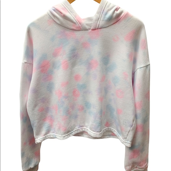 New! 90 Degree by Reflex Cotton Candy Tie Dye Cropped Hoodie, Size XL - Picture 2 of 7